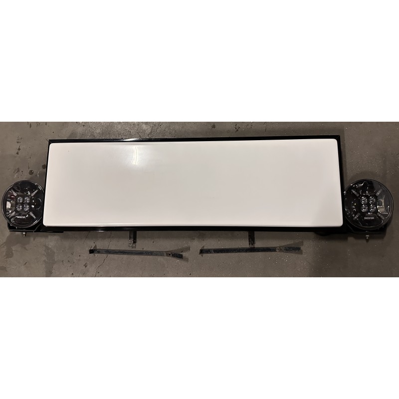 DÉPOT VENTE - Enseigne 140x40cm NEDKING - Bâti peint en noir, 2x Longue Portée SWEDSTUFF + fixation Volvo (démontable)