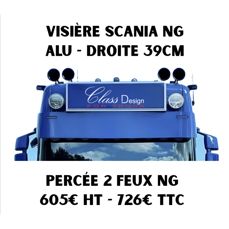 VISIÈRE DROITE SCANIA NG 39CM - PERCÉE 2 FEUX