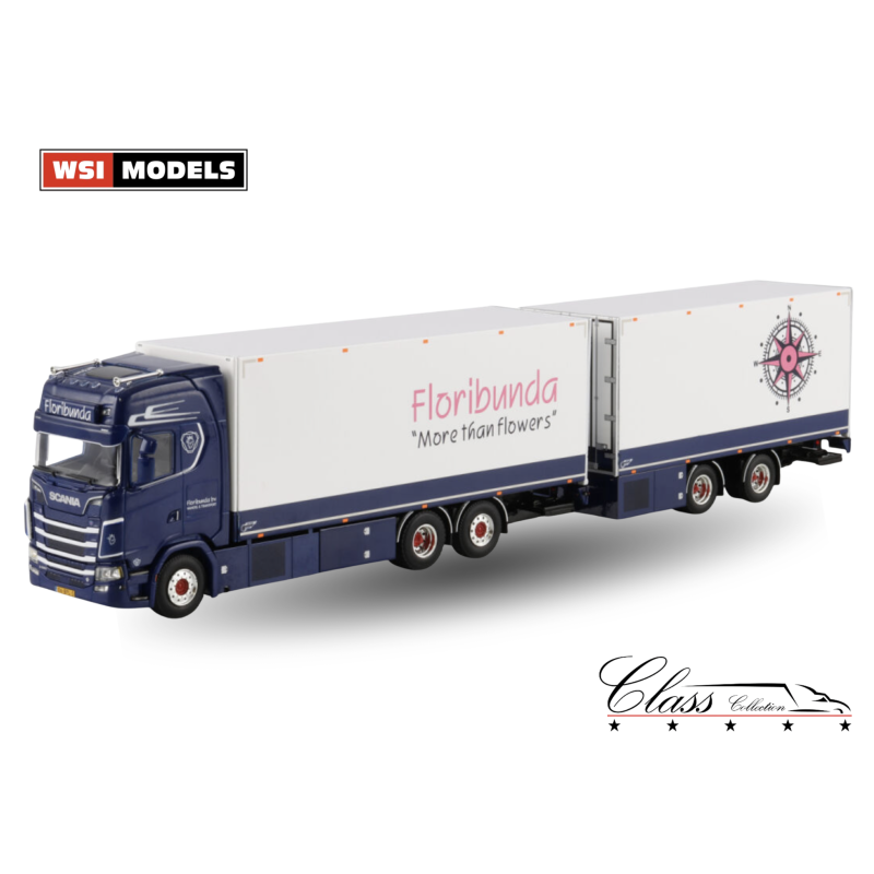 FLORIBUNDA SCANIA S HIGHLINE CS20H RIGED REEFER TRUCK 6X2 TAG AXLE RIGED REEFER DRAWBAR CENTRE-AXLED TRAILER - 5 AXLE