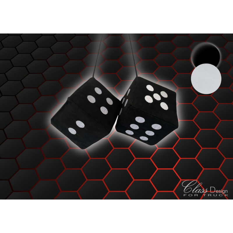 Dés en alcantara noir points gris