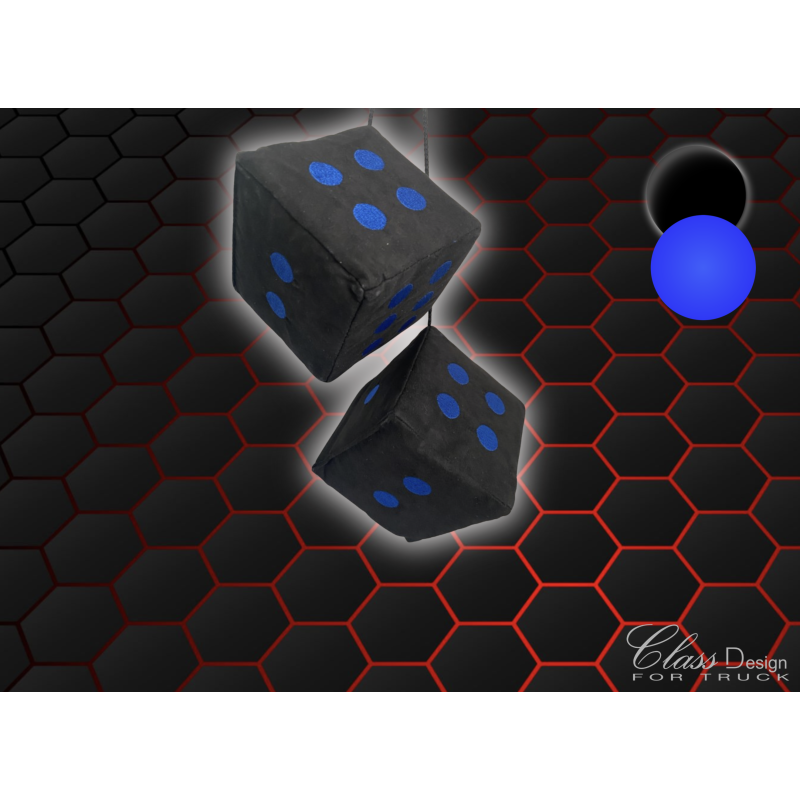 Dés en alcantara noir points bleu