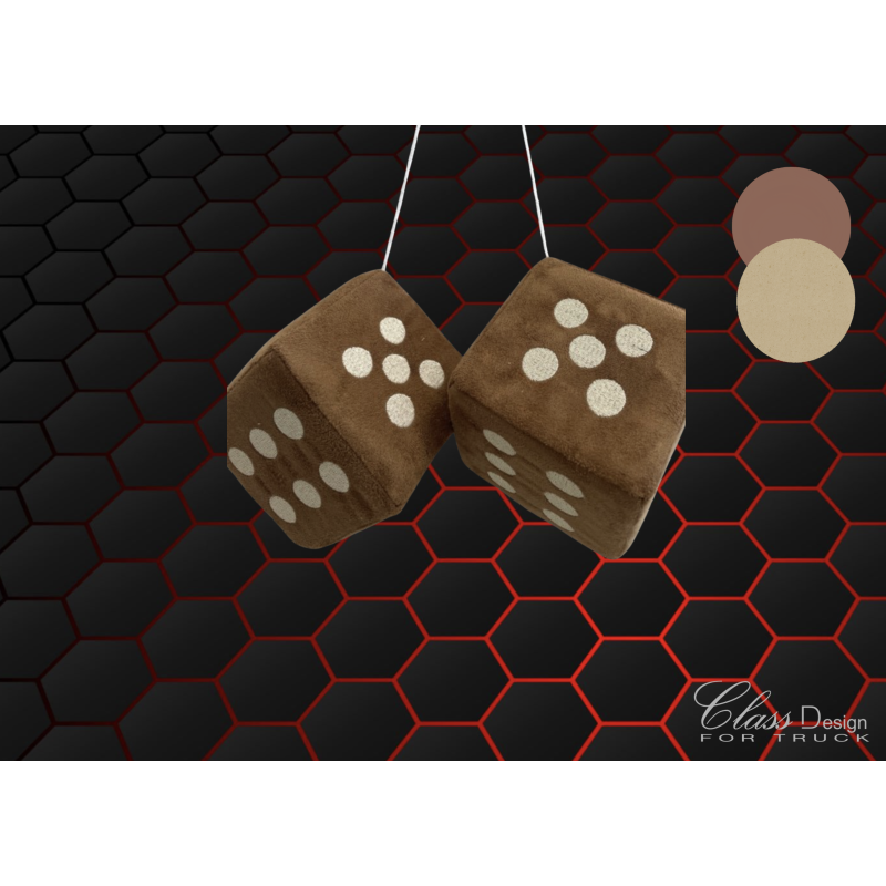 Dés en Alcantara Marron points beige