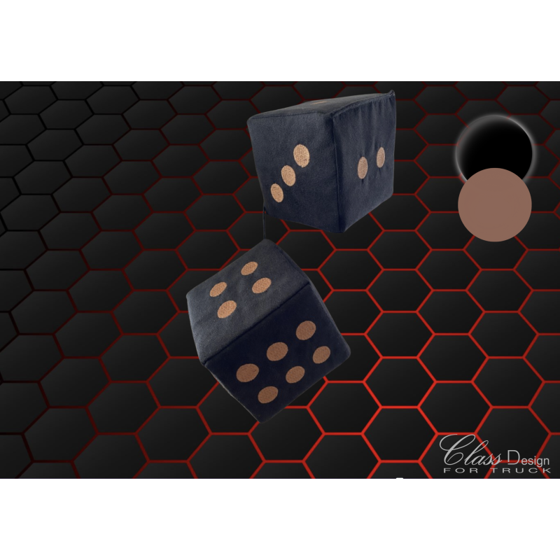 Dés en Alcantara Noir points marron