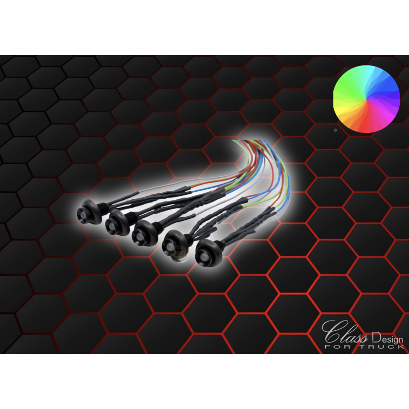 ENCASTRABLE - MINI SPOT LED - RGB - 24V - 5 PIECES - NOIR