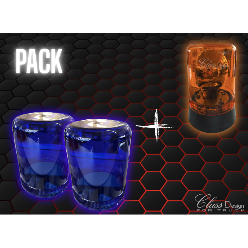 Pack 2 Gyrophares à Ampoule + 2 Cabochons Bleu
