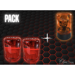 Pack 2 Gyrophares à Ampoule + 2 Cabochons Rouge