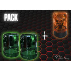 Pack 2 Gyrophares à Ampoule + 2 Cabochons Vert