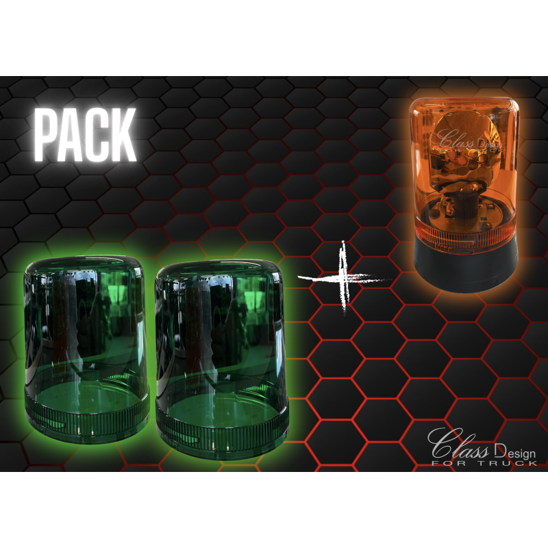 Pack 2 Gyrophares à Ampoule + 2 Cabochons Vert