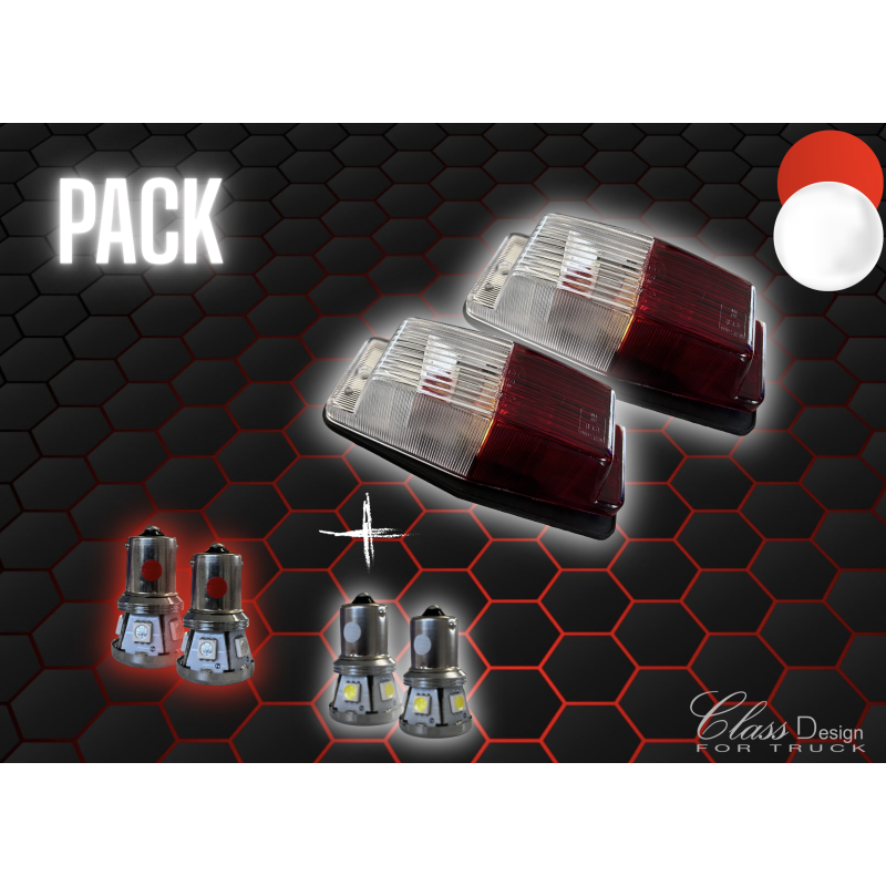 Pack 2 Double-Ampoules Blanc/Rouge + 2 BA15S Rouge + 2 BA15S Blanche