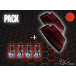 Pack 2 Double-Ampoules Rouge + 4 BA15S à LED Rouge