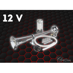 Klaxon pneumatique double avec compresseur 12 V Chrome - kit complet