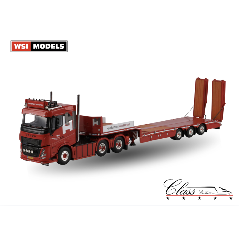 HARDEMAN VAN HARTEN VOLVO FH AERO SLEEPER CAB 6X2 TAG AXLE SEMI LOW LOADER WITH RAMPS - 3 AXLE