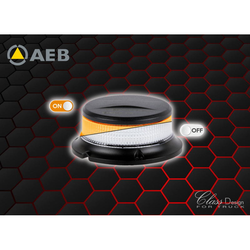 Gyrophare à led 3 boulons 12/24 volts transparent/orange