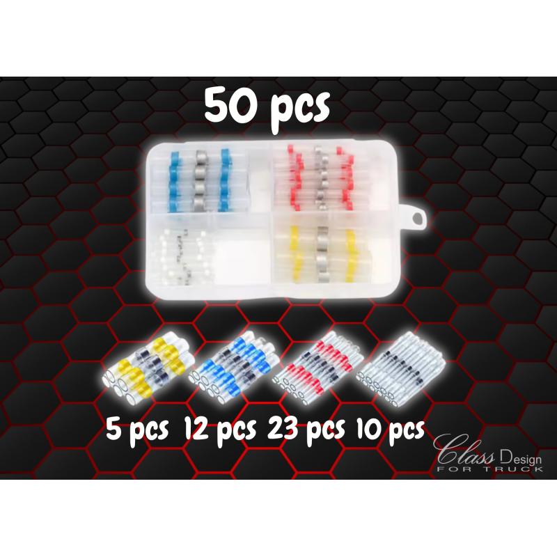 Connecteurs de fil à souder thermorétractables, connecteurs isolés bout à bout, Kit de connecteurs à souder  50 pièces