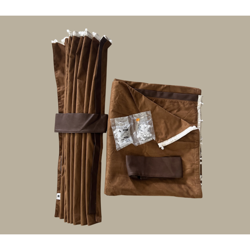 DÉPOT VENTE : RIDEAUX MARRON + CROCHETS