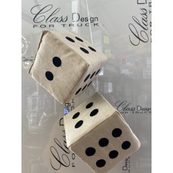 Dés en Alcantara Beige points noir