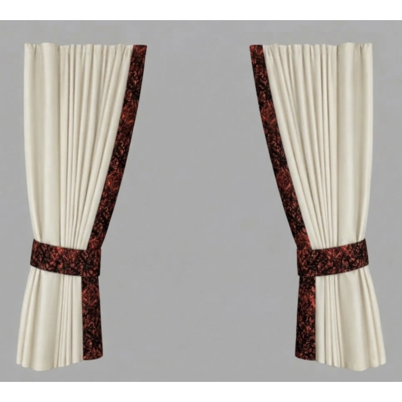 RIDEAUX ALCANTARA BEIGE REBORDS DANOIS ROUGE