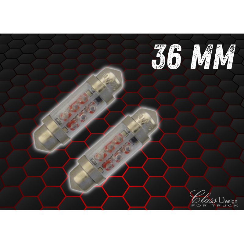 Lot de navettes 36mm éclairage rouge 24V