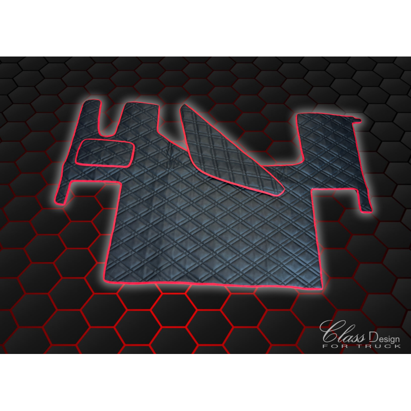 TAPIS CAPOT MOTEUR RENAULT T - GAUFRÉ - TUNNEL - DELUXE NOIR/ROUGE