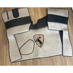 TAPIS CAPOT MOTEUR VOLVO FH4/5 AÉRO PNEUMATIQUE DELUXE SABBIA LISSE AU MILIEU NOIR DELUXE LISSE SUR LES CÔTÉ LOGO ÉLAN NOIR