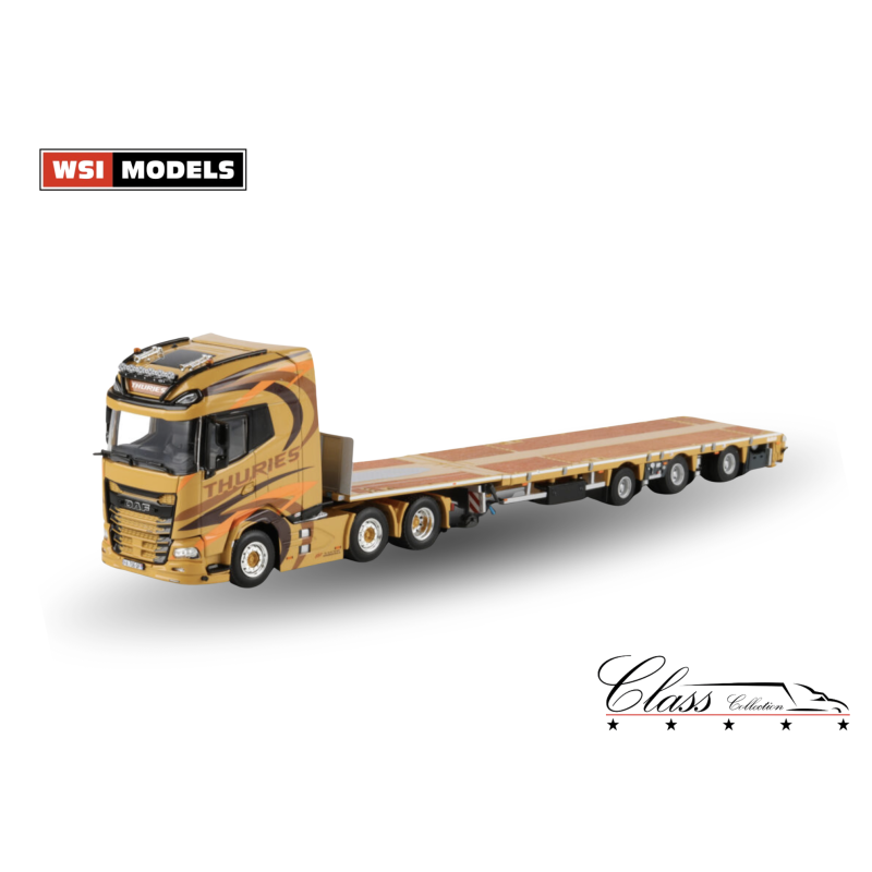 THURIES DAF XG+ 6X2 TWIN STEER FLATBED MEGA TRAILER  3 AXLE