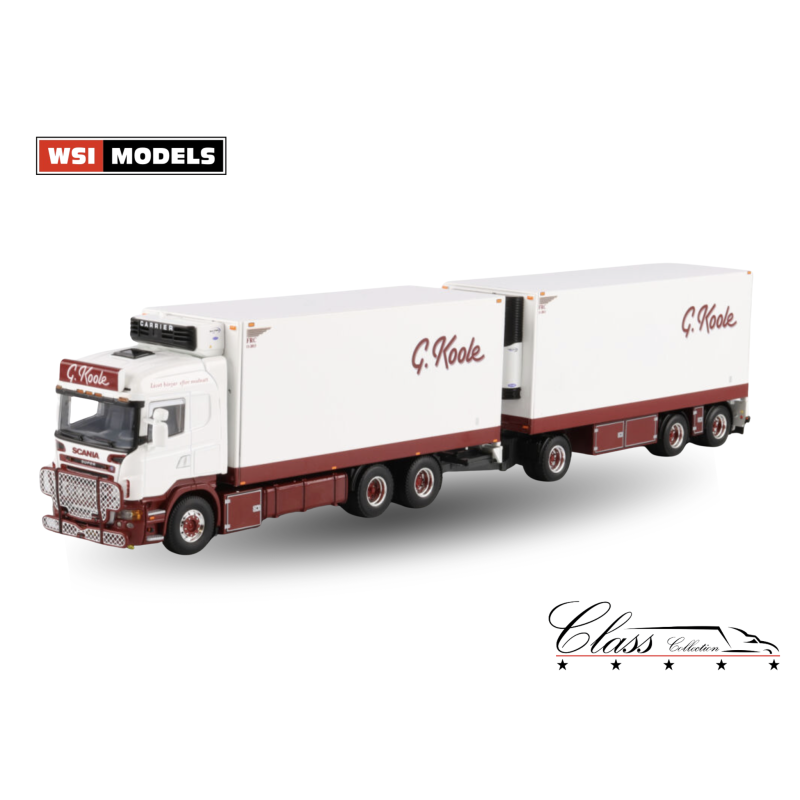 G. KOOLE SCANIA R5 HIGHLINE RIGED REEFER TRUCK DRAWBAR TRAILER