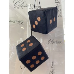Dés en Alcantara Noir points marron