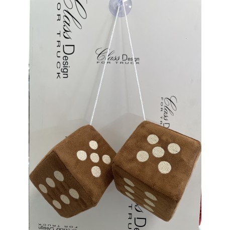 Dés en Alcantara Marron points beige