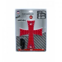 CROIX LUMINEUSE 20 X 25CM 84 LEDS 12/24V ROUGE