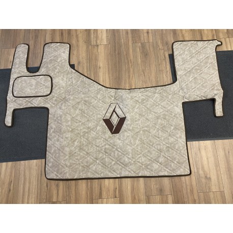 Tapis Capot Moteur Renault T Plancher Plat gamme Deluxe sabbia gaufré broderie marron