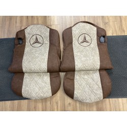 Housses de sièges Mercedes MP4/MP5 gamme Deluxe sabbia et marron broderie marron
