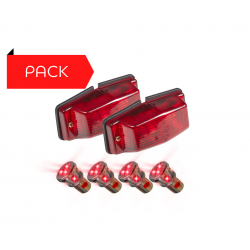 Pack 2 Double-Ampoules Rouge + 4 BA15S à LED Rouge
