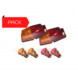Pack 2 Double-Ampoules Orange/Rouge + 2 BA15S Rouge + 2 BA15S Orange