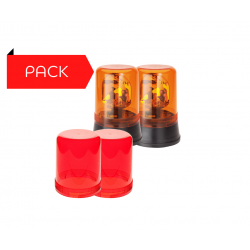 Pack 2 Gyrophares à Ampoule + 2 Cabochons Rouge
