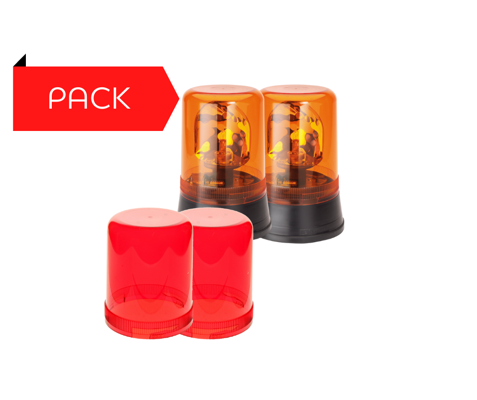 Pack 2 Gyrophares à Ampoule + 2 Cabochons Rouge - Class Design