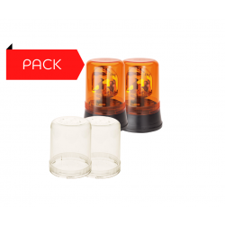 Pack 2 Gyrophares à Ampoule + 2 Cabochons Transparent