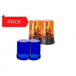 Pack 2 Gyrophares à Ampoule + 2 Cabochons Bleu