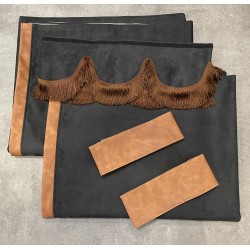 KIT RIDEAUX DYNAMIC ALCANTARA NOIR REBORD DELUXE MARRON + FRANGE