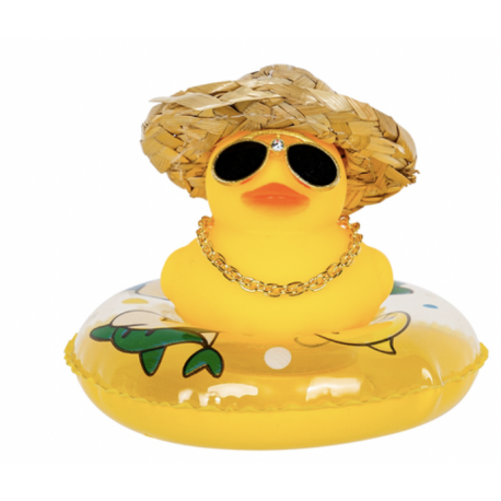 CANARD JAUNE BOUÉE CHAPEAU PAILLE