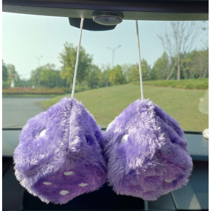 Paire De Dés En Peluche à Accrocher Au Rétroviseur - Décoration Intérieur Voiture Rétro - 3 Couleurs Disponibles - Taille 7,5 Cm