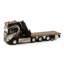 WOOD TRANS SCANIA R HIGHLINE CR20H 8X4 RIGED FLATBED TRUCK WITH PALFINGER PK 92002 SH