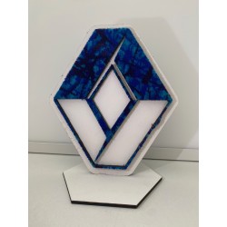 LOGO RENAULT SUR SOCLE - 19x23cm - blanc/danois bleu